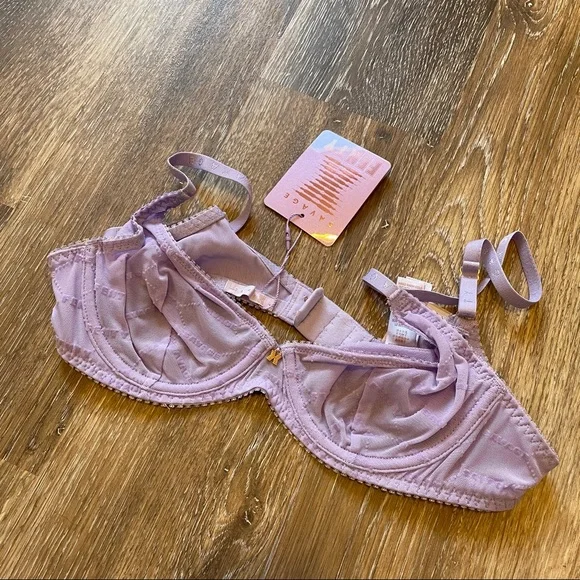 Savage X Fenty 34A Flocked logo unlined bra purple - Picture 2 of 3